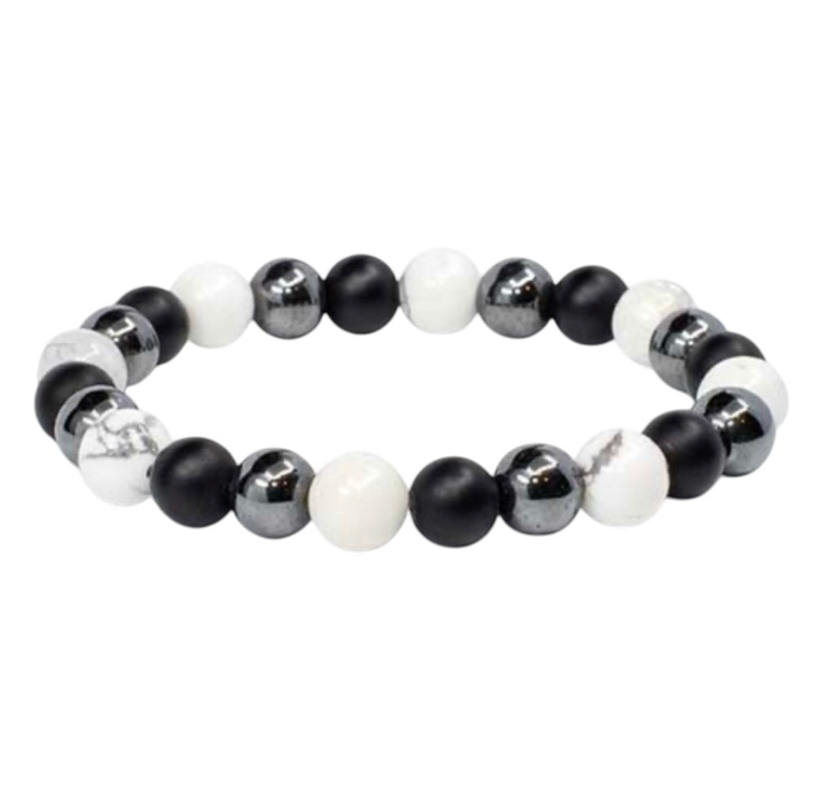 Pulseira Howlita, Ónix e Hematite
