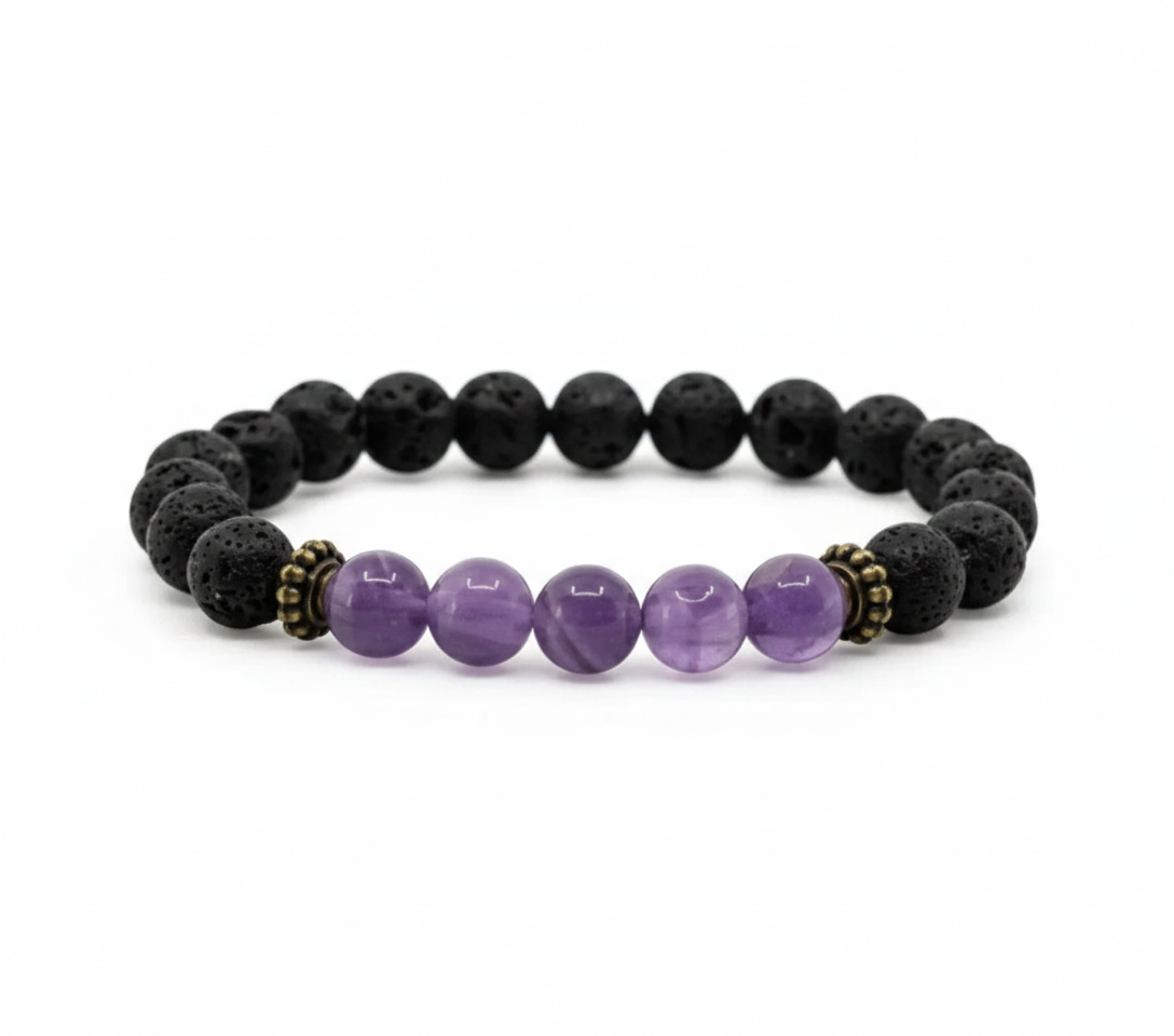 Pulseira Vulcânica com 5 Pedras de Ametista