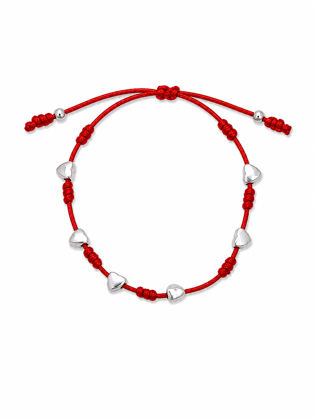 Pulseira Artesanal Vermelha dos 7 Nós com Corações