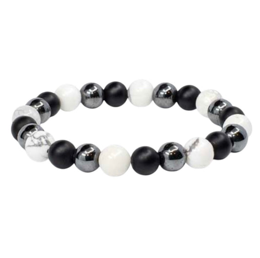 Pulseira Howlita, Ónix e Hematite
