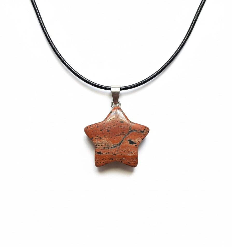 Pingente Estrela- Jaspe Vermelho