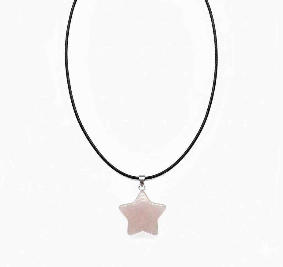 Pingente Estrela- Quartzo Rosa