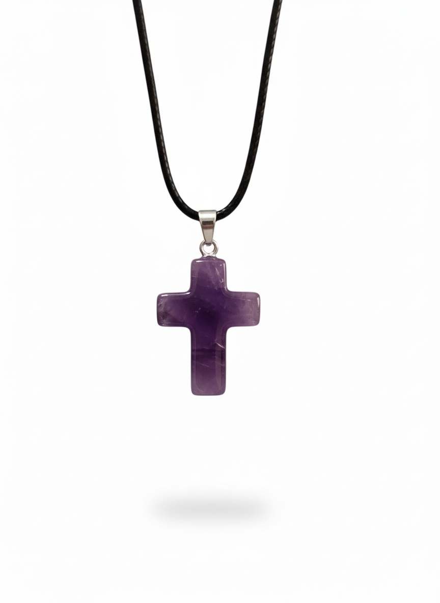Pingente Cruz Cristal Ametista