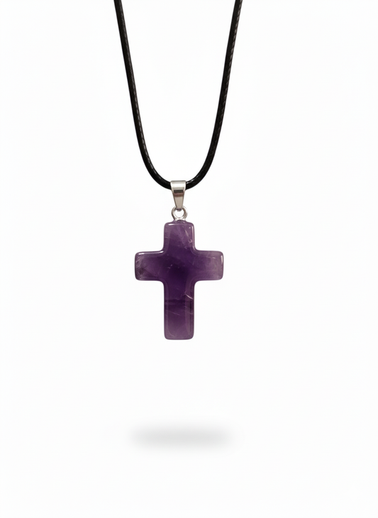 Pingente Cruz Cristal Ametista