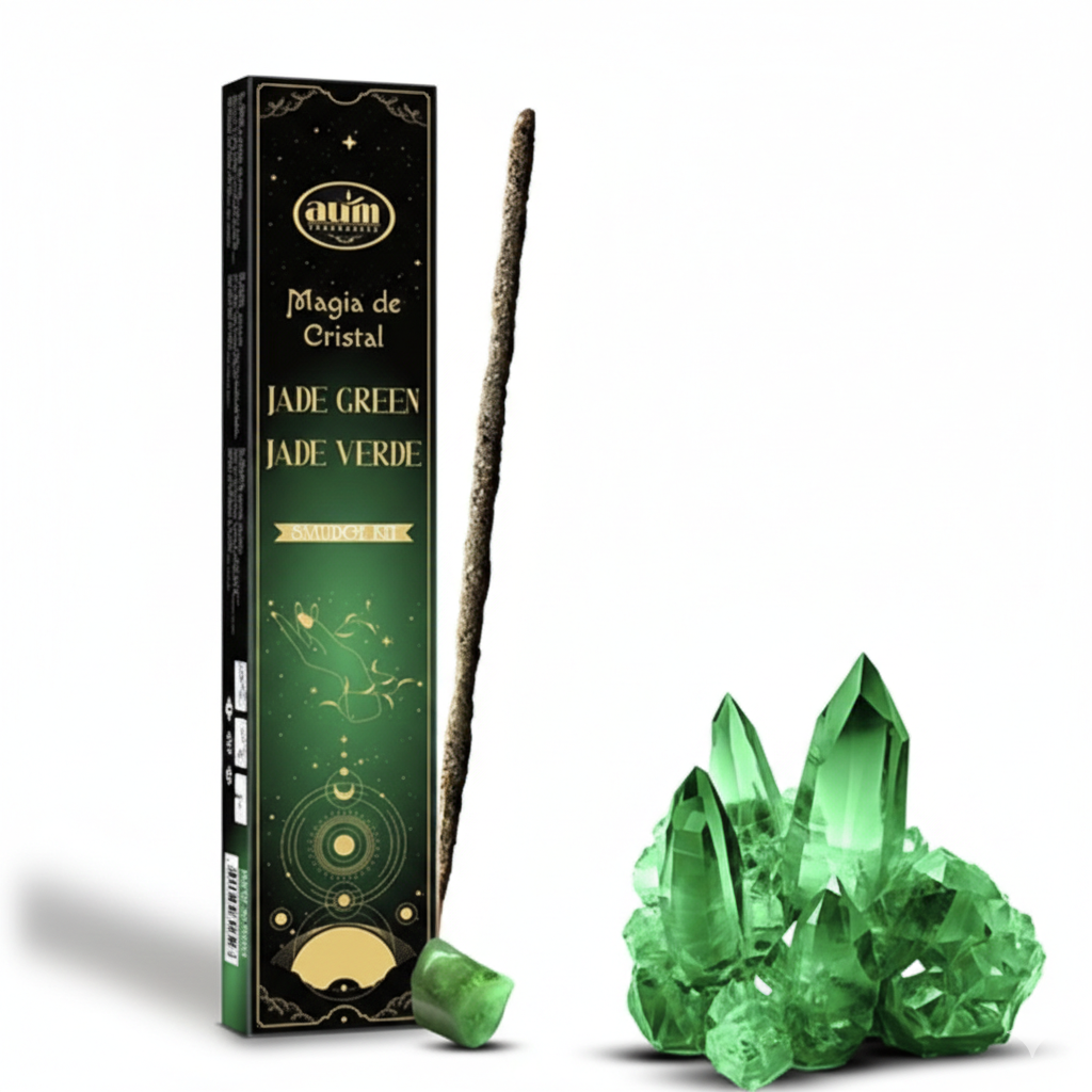Incenso de Ervas, com Cristais Jade Verde