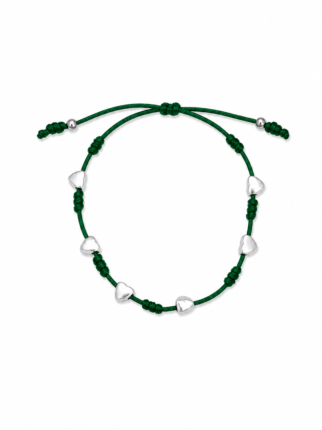 Pulseira Artesanal Verde dos 7 Nós com Corações